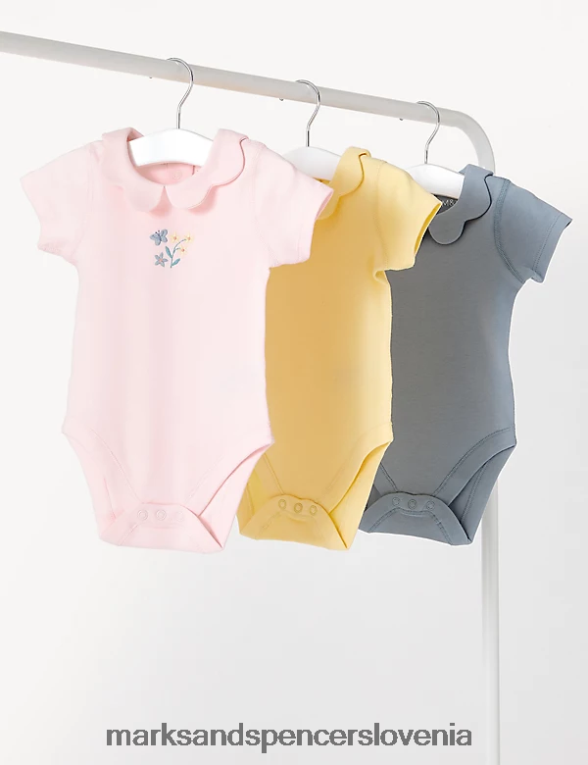 3pk bodi iz čistega bombaža svetlo modra Marks & Spencer oblačila dojenček 6T8F6X7739