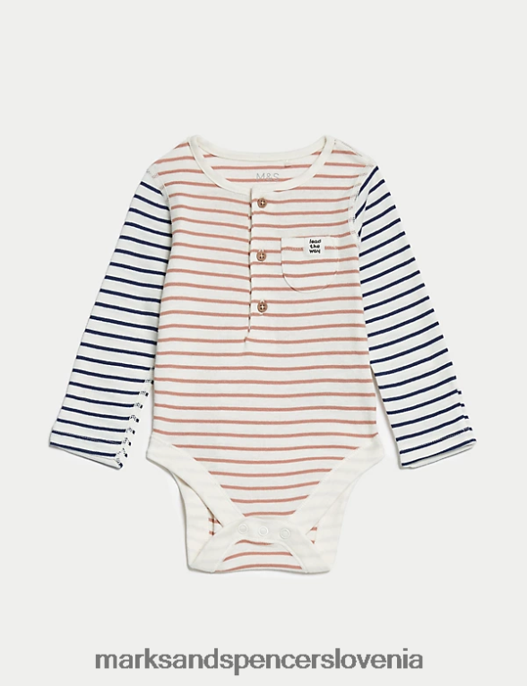 3pk bodi s črtami iz čistega bombaža mešanica žajblja Marks & Spencer oblačila dojenček 6T8F6X7456