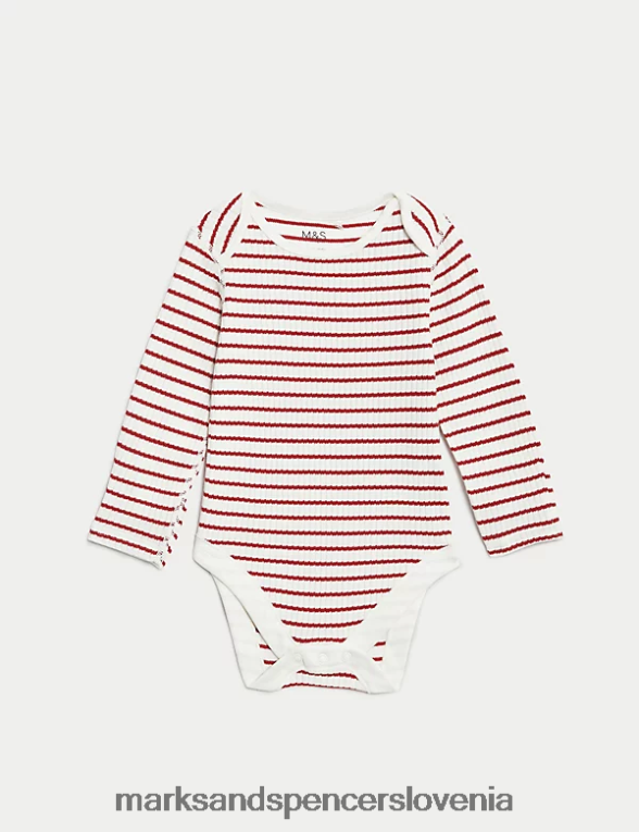 3pk črtasti bodi iz čistega bombaža indigo mešanica Marks & Spencer oblačila dojenček 6T8F6X7298