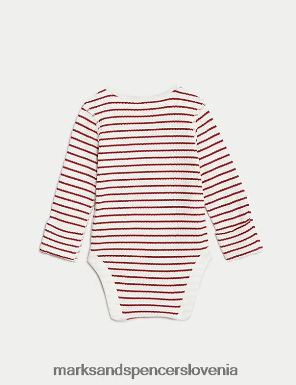3pk črtasti bodi iz čistega bombaža indigo mešanica Marks & Spencer oblačila dojenček 6T8F6X7298