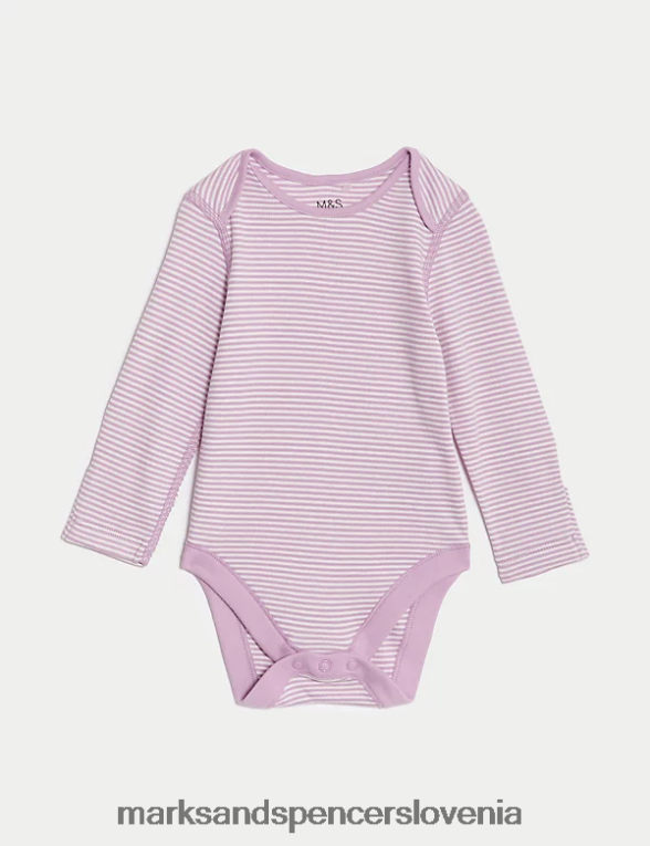 5pk črtasti bodi iz čistega bombaža multi Marks & Spencer oblačila dojenček 6T8F6X7614