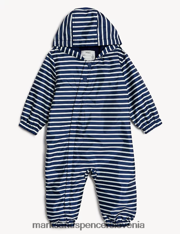 črtasto obleko s kapuco mornarska mešanica Marks & Spencer oblačila dojenček 6T8F6X7418