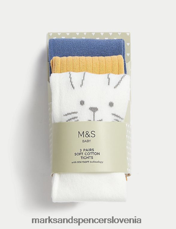 3pk bogate bombažne hlačne nogavice multi Marks & Spencer oblačila dojenček 6T8F6X8980