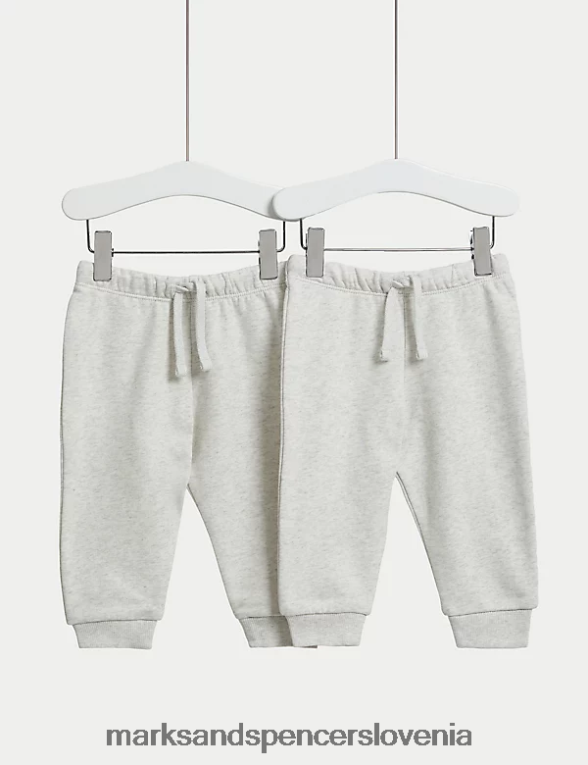2pk bombažne joggerje sivi lapor Marks & Spencer oblačila dojenček 6T8F6X7566
