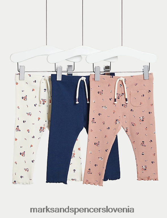 3pk bombažne gamaše s cvetličnimi motivi multi Marks & Spencer oblačila dojenček 6T8F6X7608
