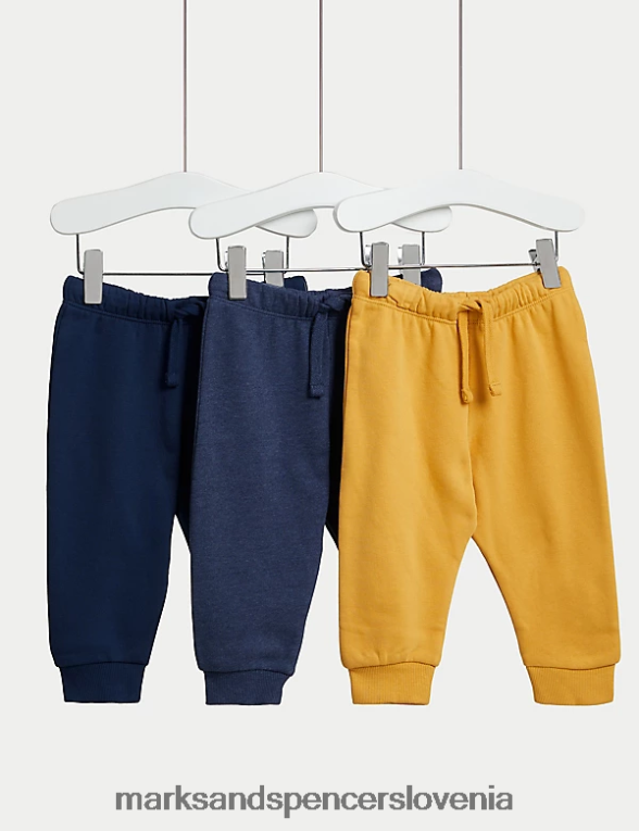 3pk bombažne joggerje rumena mešanica Marks & Spencer oblačila dojenček 6T8F6X7552