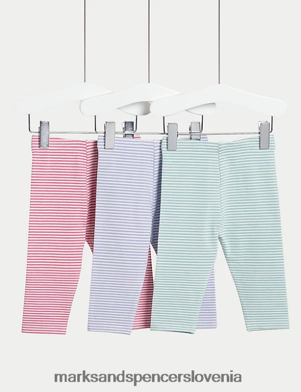 3pk bombažne črtaste pajkice multi Marks & Spencer oblačila dojenček 6T8F6X7669