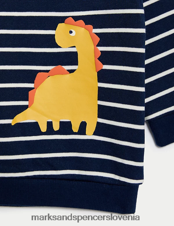 bombažna črtasta jopica z dinozavri indigo mešanica Marks & Spencer oblačila dojenček 6T8F6X7342