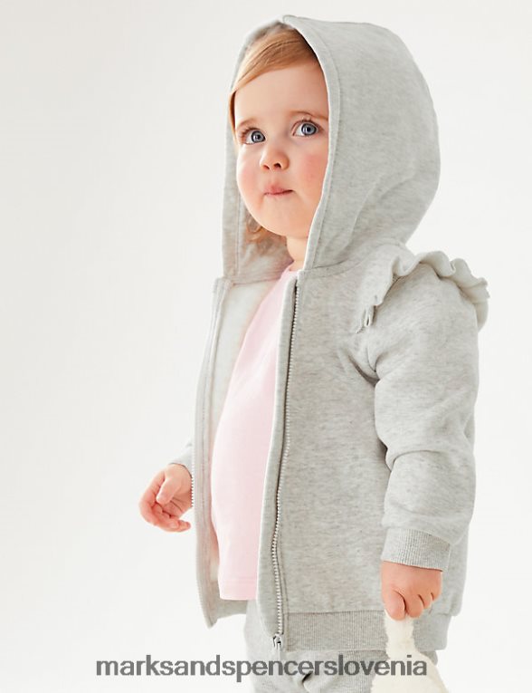 bombažni pulover s kapuco sivi lapor Marks & Spencer oblačila dojenček 6T8F6X7704