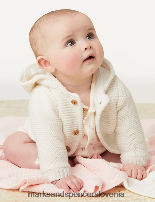 debela pletena jopica iz čistega bombaža slonovina Marks & Spencer oblačila dojenček 6T8F6X7338