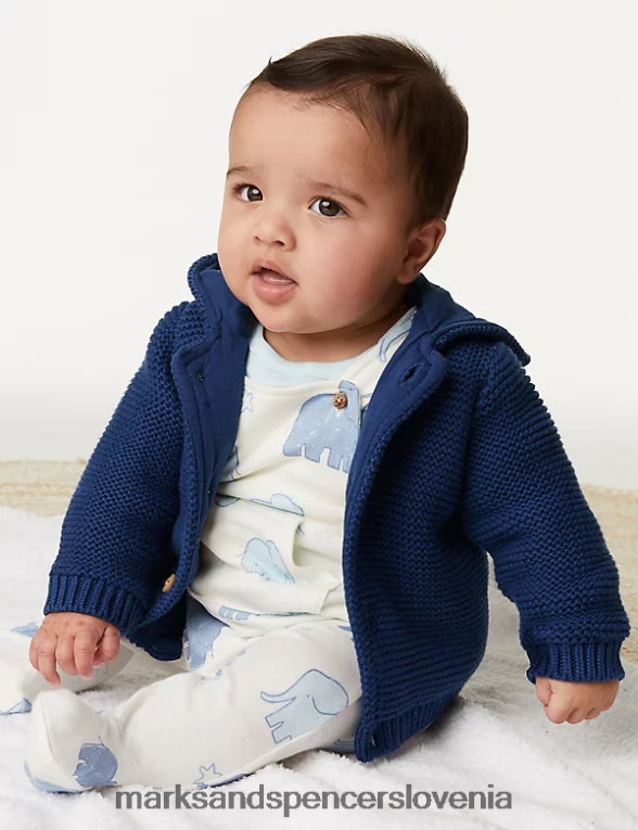 debela pletena jopica iz čistega bombaža temno indigo Marks & Spencer oblačila dojenček 6T8F6X7621