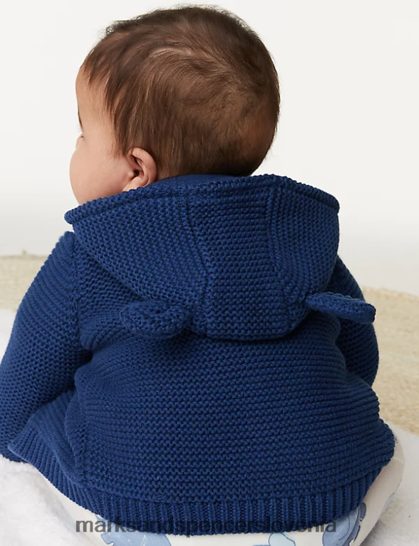 debela pletena jopica iz čistega bombaža temno indigo Marks & Spencer oblačila dojenček 6T8F6X7621