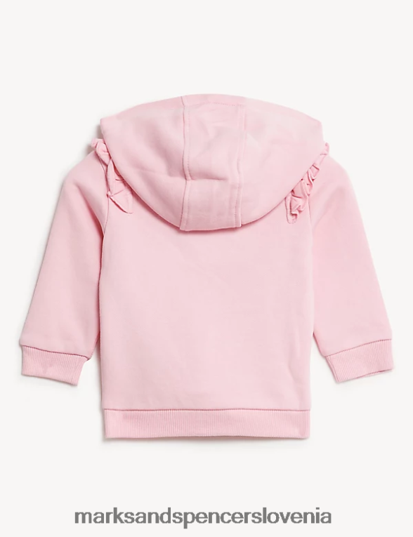 pulover s kapuco iz bogatega bombaža roza Marks & Spencer oblačila dojenček 6T8F6X7694