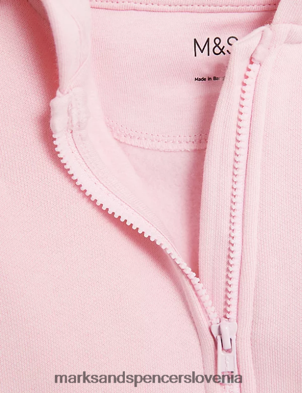 pulover s kapuco iz bogatega bombaža roza Marks & Spencer oblačila dojenček 6T8F6X7694