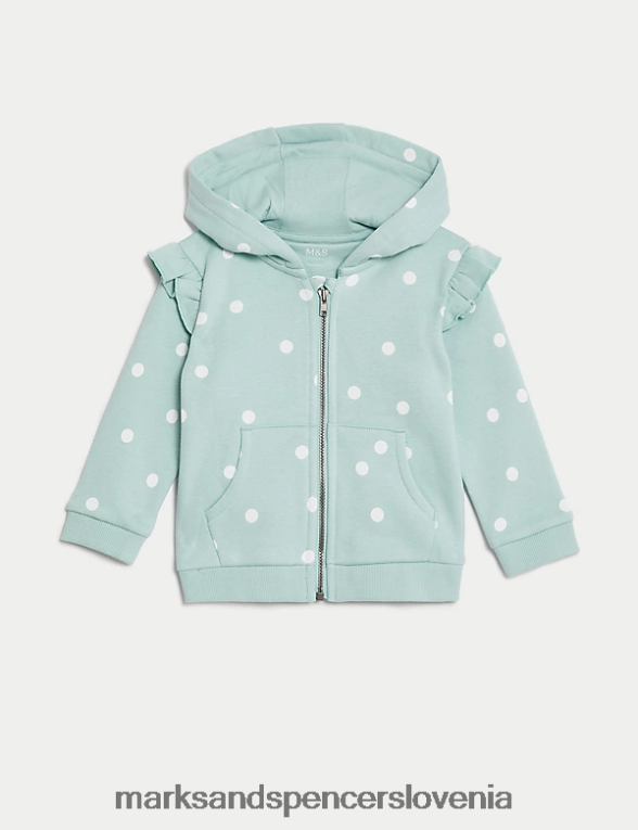pulover s kapuco z bogato bombažno točko teal mešanica Marks & Spencer oblačila dojenček 6T8F6X7696