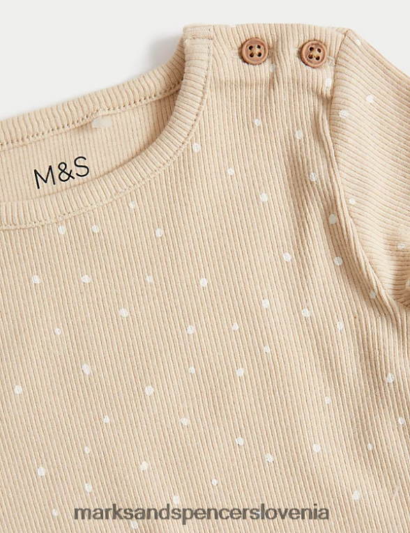 2-delna bombažna obleka na pike temni mandelj Marks & Spencer oblačila dojenček 6T8F6X7335