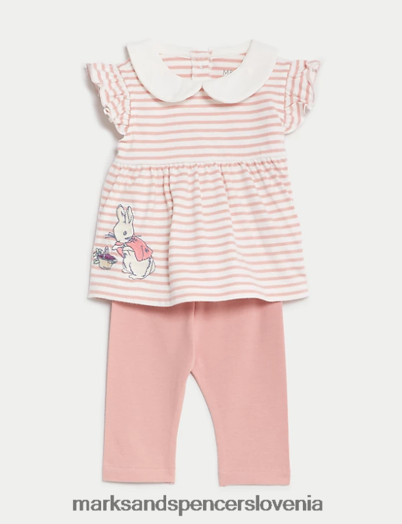 2-delna bombažna obleka peter rabbit roza mešanica Marks & Spencer oblačila dojenček 6T8F6X7616