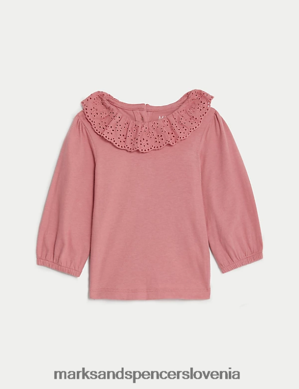 2-delna bombažna obleka s cvetličnim motivom roza mešanica Marks & Spencer oblačila dojenček 6T8F6X7655
