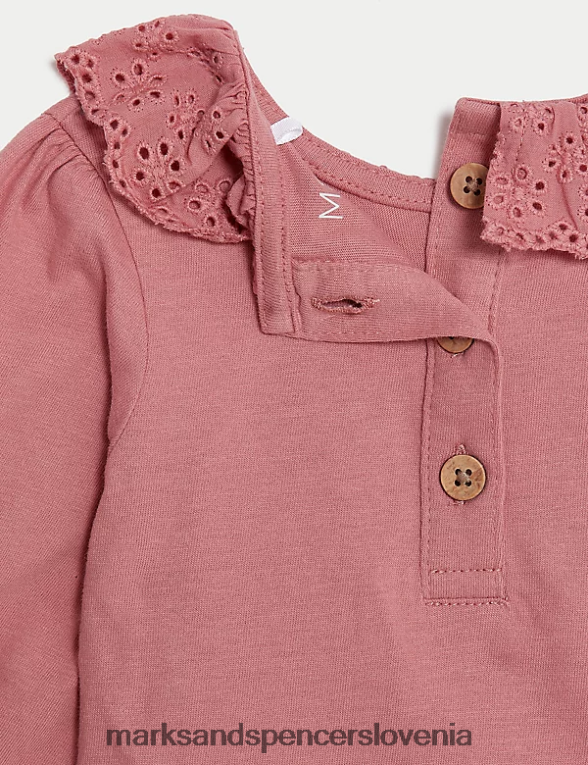 2-delna bombažna obleka s cvetličnim motivom roza mešanica Marks & Spencer oblačila dojenček 6T8F6X7655
