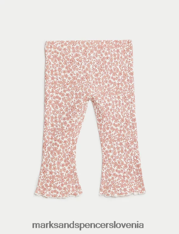2-delna bombažna obleka s cvetličnim motivom roza mešanica Marks & Spencer oblačila dojenček 6T8F6X7658