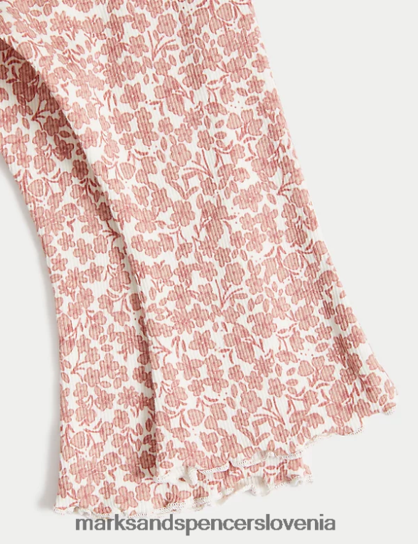 2-delna bombažna obleka s cvetličnim motivom roza mešanica Marks & Spencer oblačila dojenček 6T8F6X7658