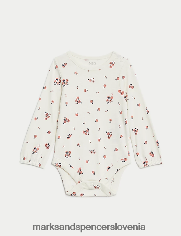 2-delna bombažna obleka s cvetličnim motivom roza mešanica Marks & Spencer oblačila dojenček 6T8F6X7667