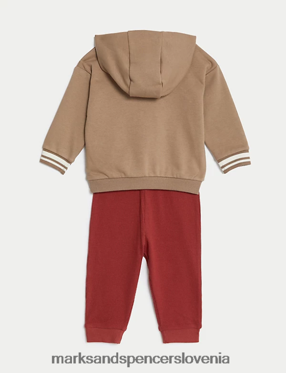 2-delna bombažna obleka s sloganom multi Marks & Spencer oblačila dojenček 6T8F6X7275