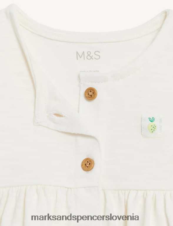 2-delna bombažna obleka v barvi limone bela mešanica Marks & Spencer oblačila dojenček 6T8F6X7687