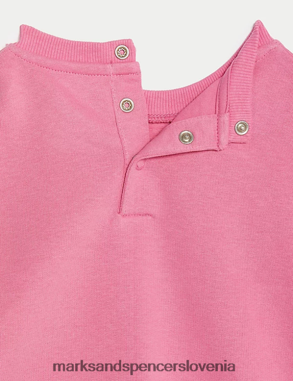 2-delna obleka bogata z bombažem roza Marks & Spencer oblačila dojenček 6T8F6X7612