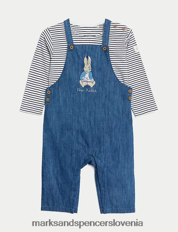 2-delna obleka iz čistega bombaža petrovega zajca denim Marks & Spencer oblačila dojenček 6T8F6X7336