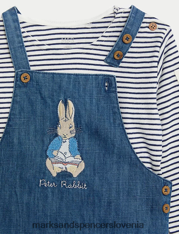 2-delna obleka iz čistega bombaža petrovega zajca denim Marks & Spencer oblačila dojenček 6T8F6X7336