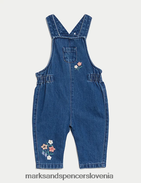 2-delna obleka s cvetličnimi motivi iz čistega bombaža denim mix Marks & Spencer oblačila dojenček 6T8F6X7690
