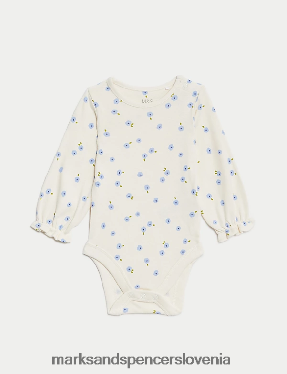 2-delna obleka s cvetličnimi motivi iz čistega bombaža denim mix Marks & Spencer oblačila dojenček 6T8F6X7690