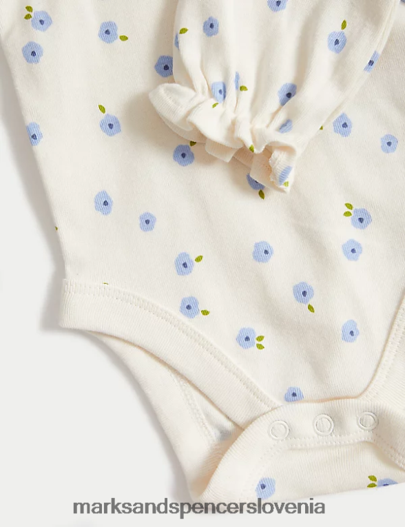 2-delna obleka s cvetličnimi motivi iz čistega bombaža denim mix Marks & Spencer oblačila dojenček 6T8F6X7690