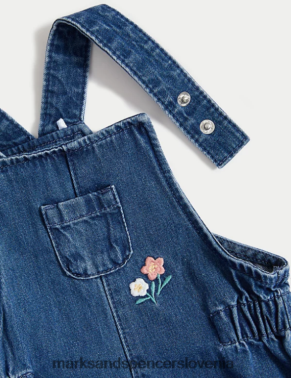 2-delna obleka s cvetličnimi motivi iz čistega bombaža denim mix Marks & Spencer oblačila dojenček 6T8F6X7690