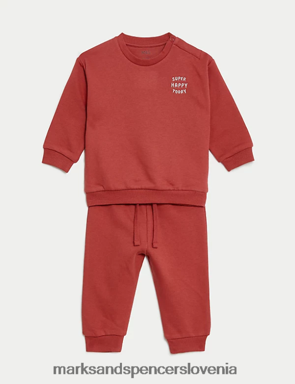 2-delni bombažni pulover in jogger obleka bordo Marks & Spencer oblačila dojenček 6T8F6X7591