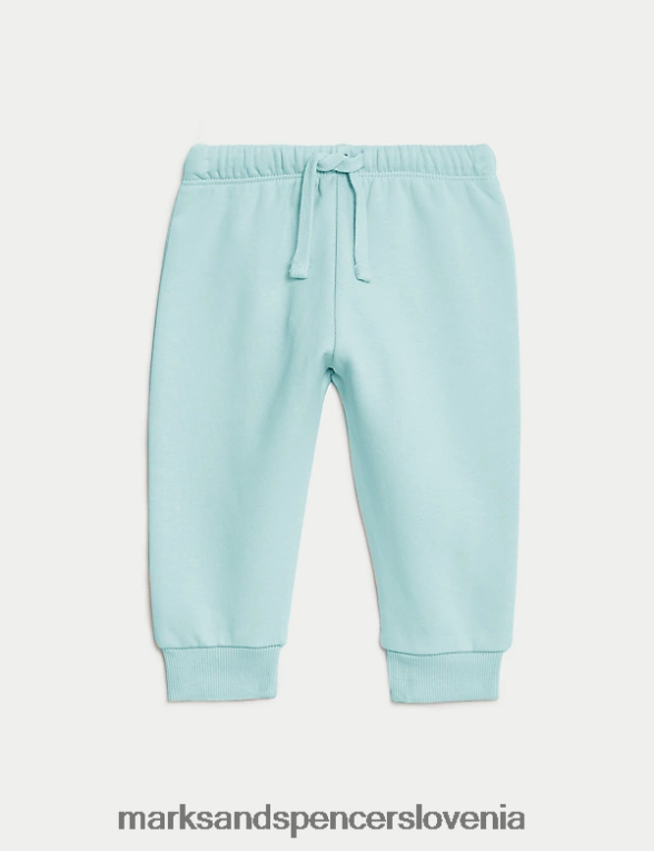 2-delni bombažni pulover in jogger obleka svetlo teal Marks & Spencer oblačila dojenček 6T8F6X7288