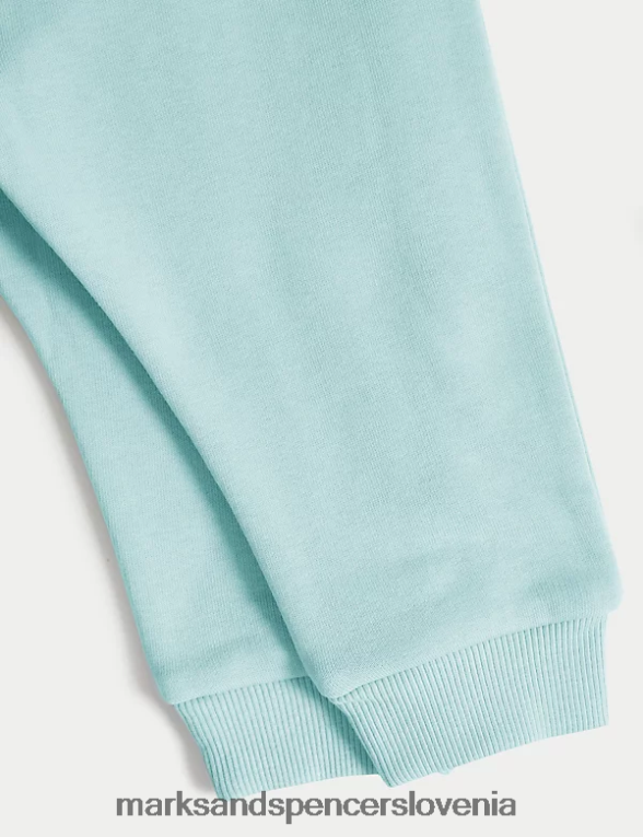 2-delni bombažni pulover in jogger obleka svetlo teal Marks & Spencer oblačila dojenček 6T8F6X7288
