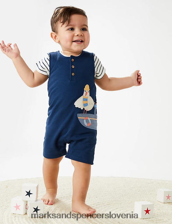 2 kos oblačila galeb iz čistega bombaža indigo Marks & Spencer oblačila dojenček 6T8F6X7408