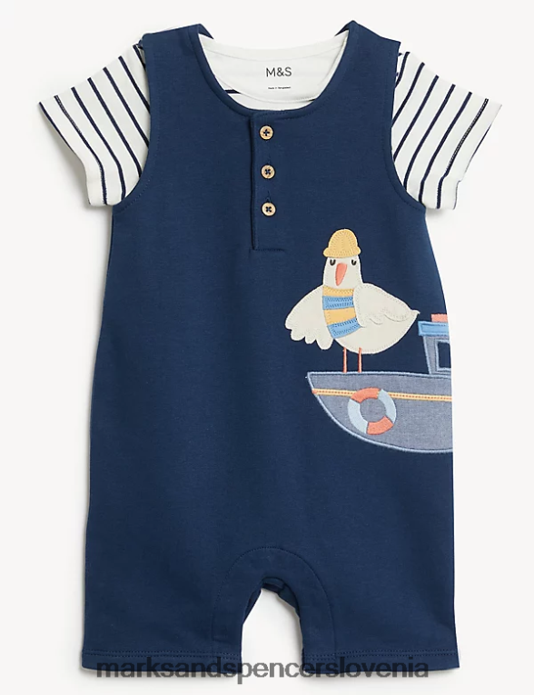 2 kos oblačila galeb iz čistega bombaža indigo Marks & Spencer oblačila dojenček 6T8F6X7408