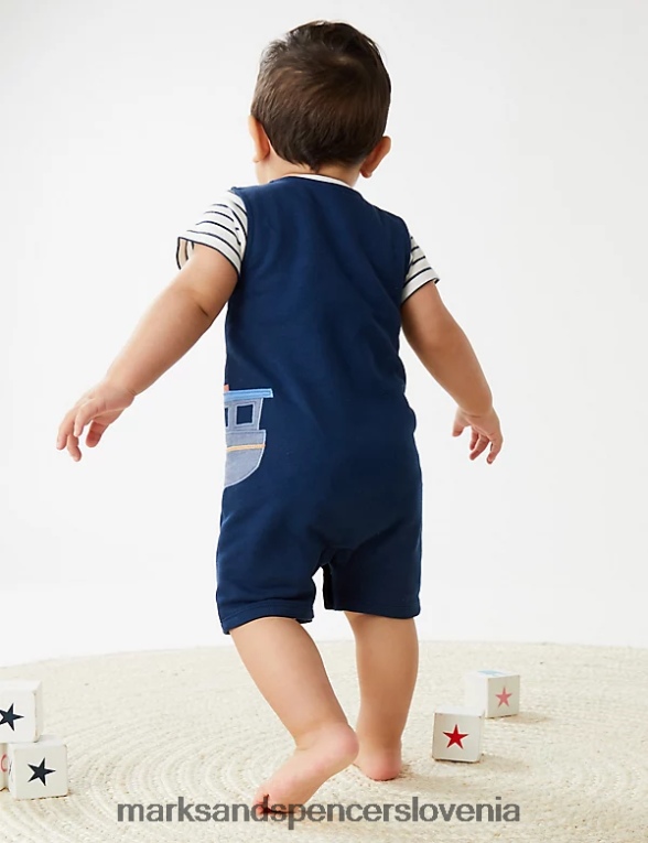 2 kos oblačila galeb iz čistega bombaža indigo Marks & Spencer oblačila dojenček 6T8F6X7408
