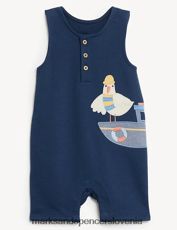2 kos oblačila galeb iz čistega bombaža indigo Marks & Spencer oblačila dojenček 6T8F6X7408