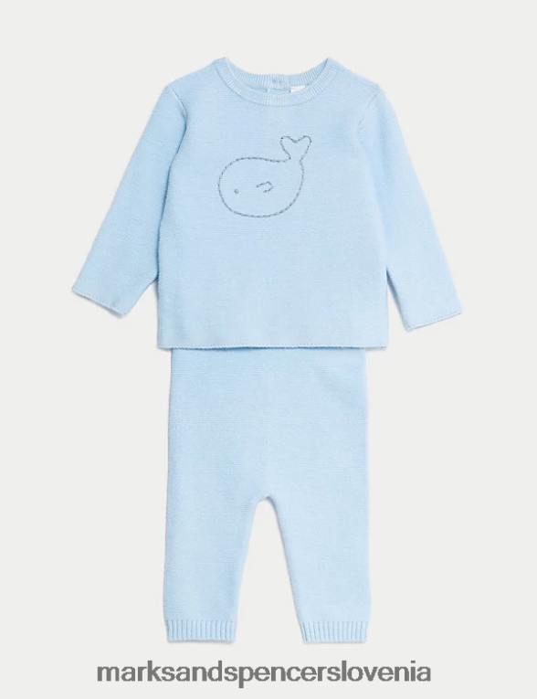 2 kos pletena obleka kit ledeno modra Marks & Spencer oblačila dojenček 6T8F6X7281