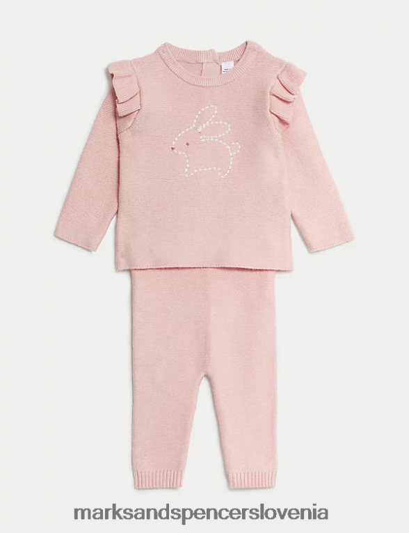 2 kos pletena obleka zajčka svetlo roza Marks & Spencer oblačila dojenček 6T8F6X7654