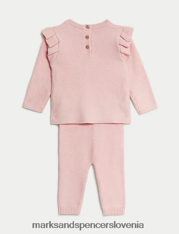 2 kos pletena obleka zajčka svetlo roza Marks & Spencer oblačila dojenček 6T8F6X7654