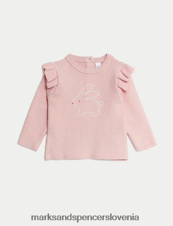 2 kos pletena obleka zajčka svetlo roza Marks & Spencer oblačila dojenček 6T8F6X7654