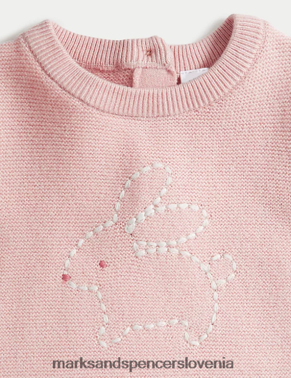 2 kos pletena obleka zajčka svetlo roza Marks & Spencer oblačila dojenček 6T8F6X7654