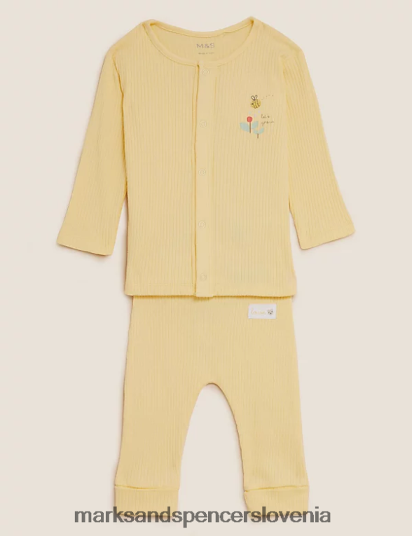 2 kosa vezene obleke iz čistega bombaža mešanica slonovine Marks & Spencer oblačila dojenček 6T8F6X7407