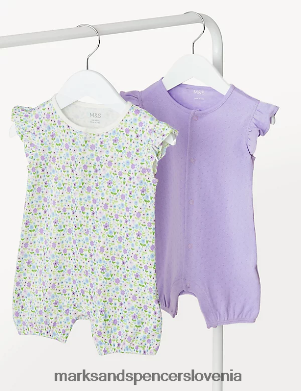 2pk hlače iz čistega bombaža s cvetličnimi motivi mešanica lila Marks & Spencer oblačila dojenček 6T8F6X7748