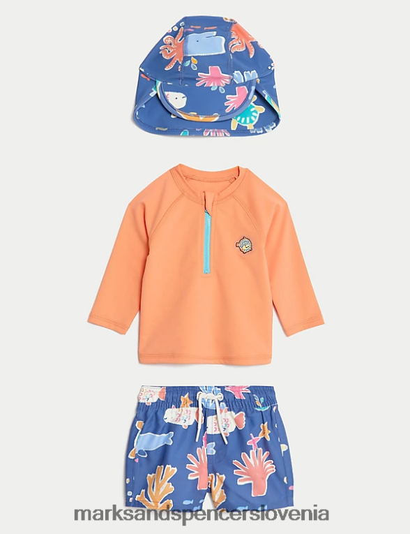 3-delni plavalni set Sea Life rdeča mešanica Marks & Spencer oblačila dojenček 6T8F6X7465